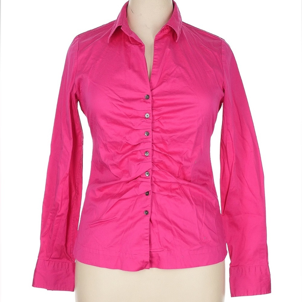 Saks Fifth Avenue Black Label Women's Orchid Pink Button-Up Shirt Blouse Size 14